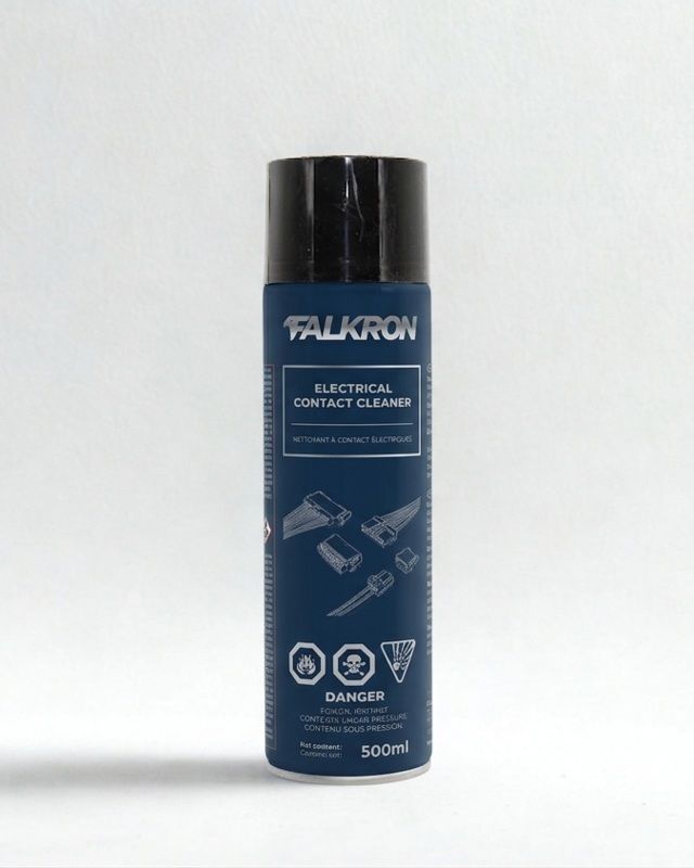 FALKRON Electrical Contact Cleaner with its black cap on, studio photo