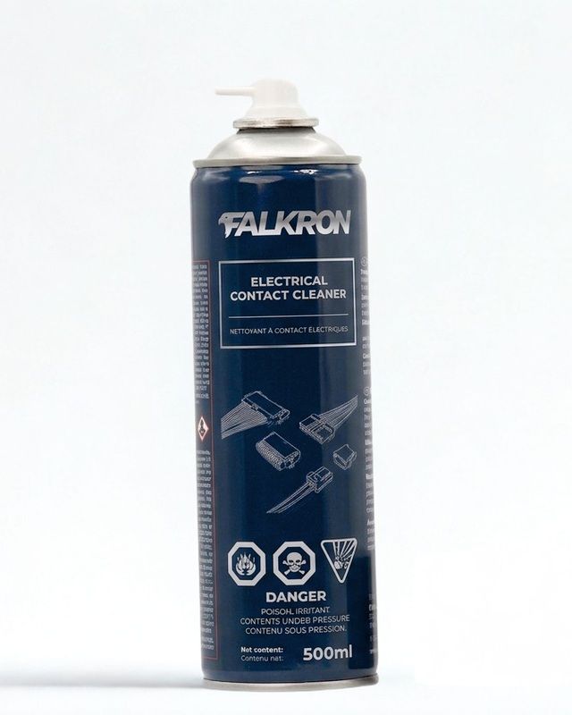FALKRON Electrical Contact Cleaner with its spray straw fitted, studio photo