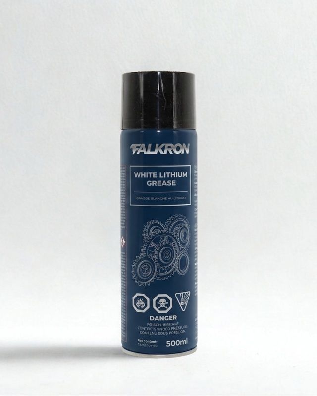 FALKRON White Lithium Grease with its black cap on, studio photo